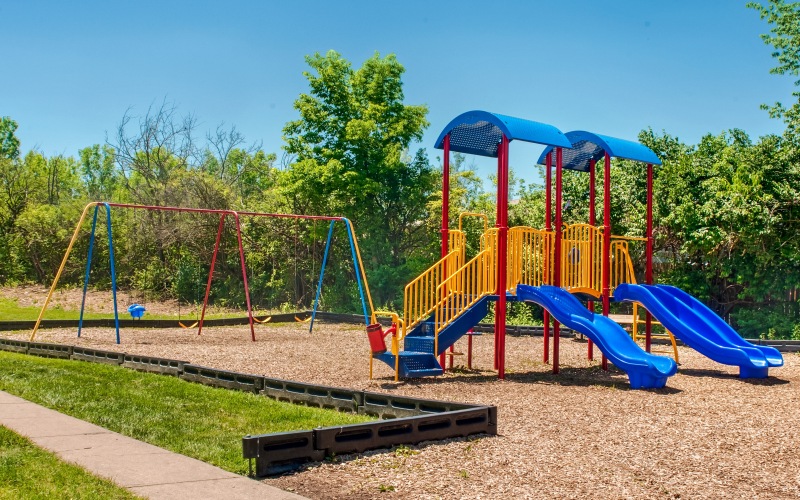 playground with slides and swings